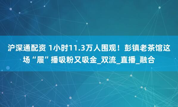 沪深通配资 1小时11.3万人围观！彭镇老茶馆这场“履”播吸粉又吸金_双流_直播_融合
